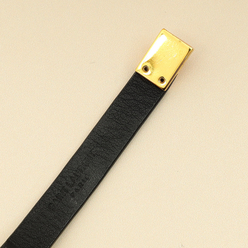 YSL Black Double Wrap Cassandre Bracelet
