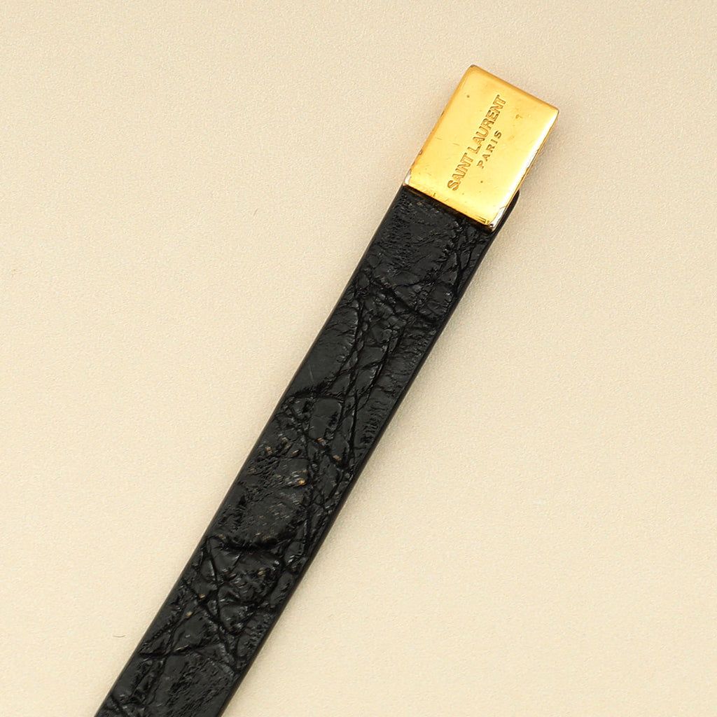 YSL Black Double Wrap Cassandre Bracelet