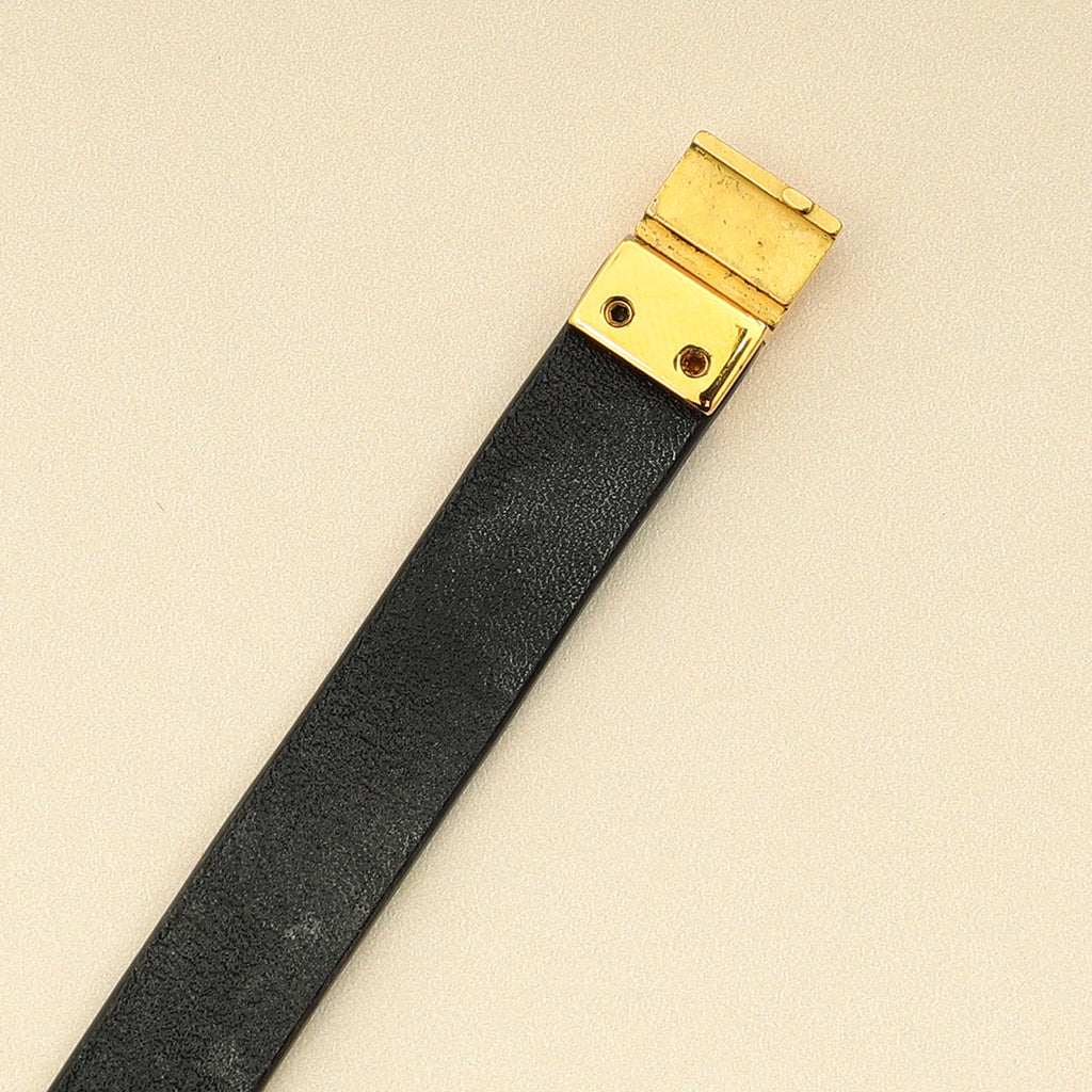 YSL Black Double Wrap Cassandre Bracelet
