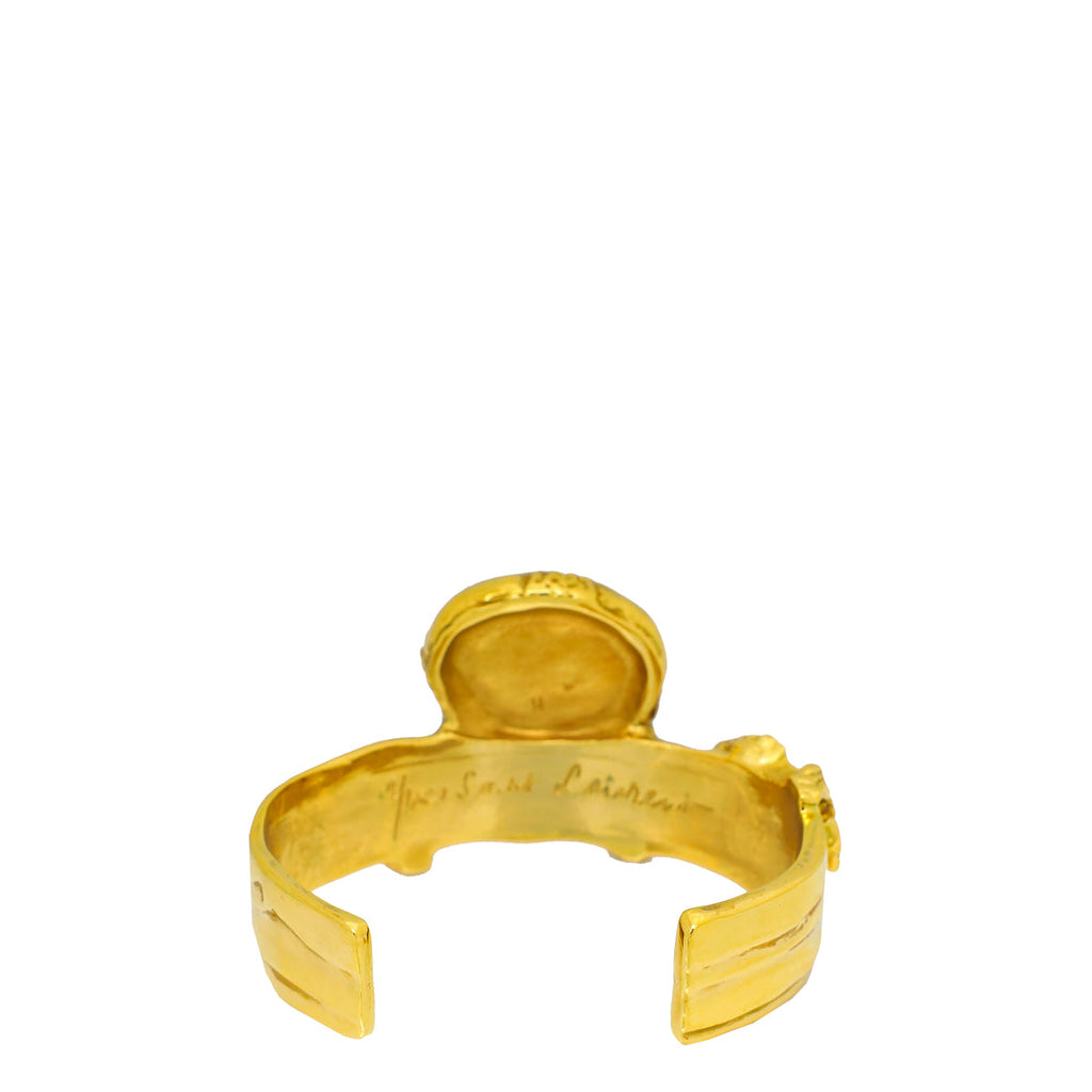 YSL Green Arty Cuff Medium Bracelet