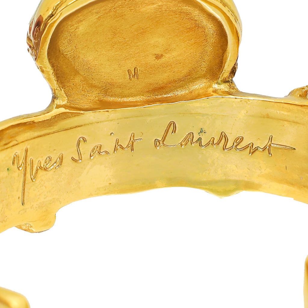 YSL Green Arty Cuff Medium Bracelet