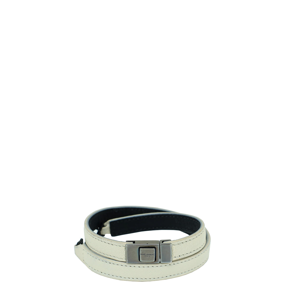 YSL White Logo Double Wrap Bracelet