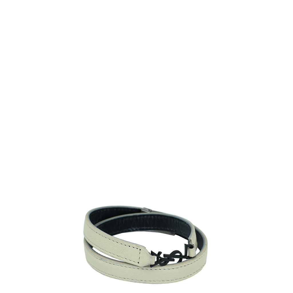 YSL White Logo Double Wrap Bracelet
