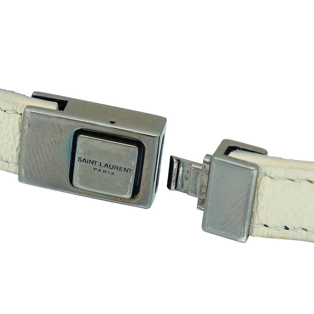 YSL White Logo Double Wrap Bracelet