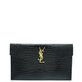 YSL Black Croco Embossed Uptown Pouch