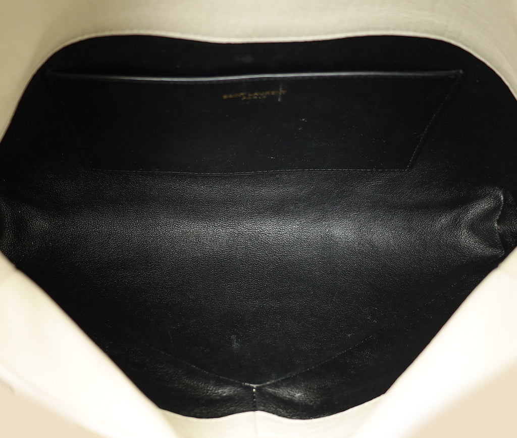 YSL Vintage White Cassandre Envelope Large Flap Pouch