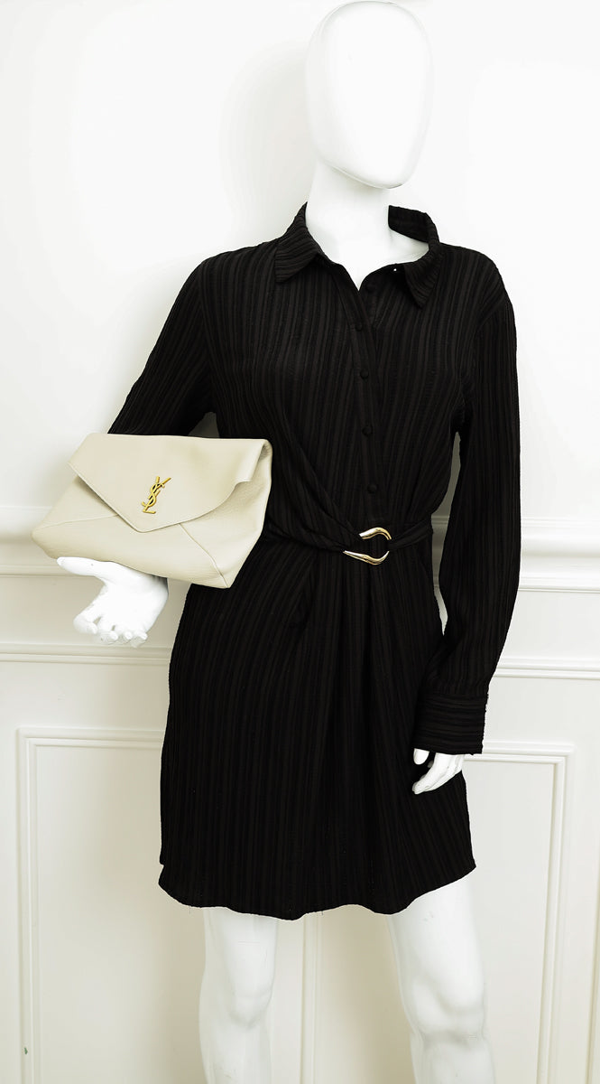 YSL Vintage White Cassandre Envelope Large Flap Pouch