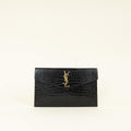 YSL Black Croco Embossed Uptown Clutch