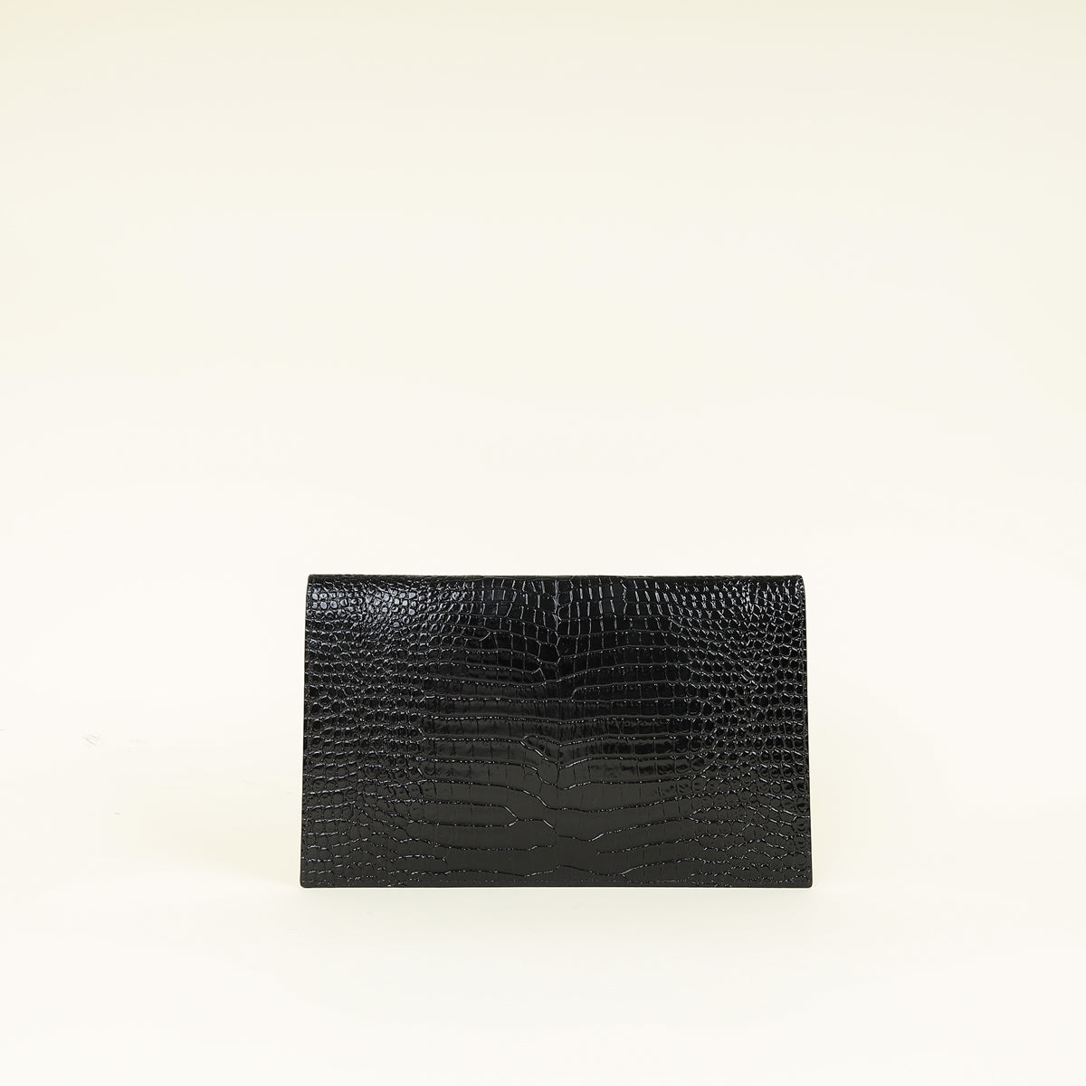YSL Black Croco Embossed Uptown Clutch