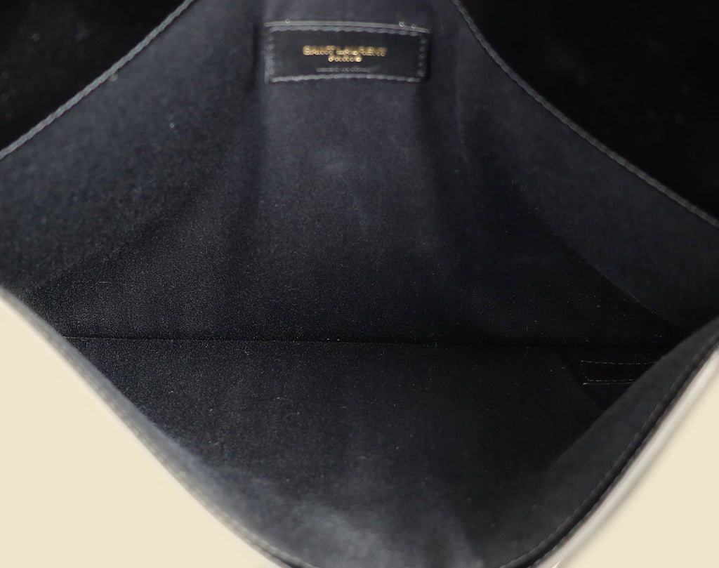 YSL Black Monogram Envelope Large Clutch