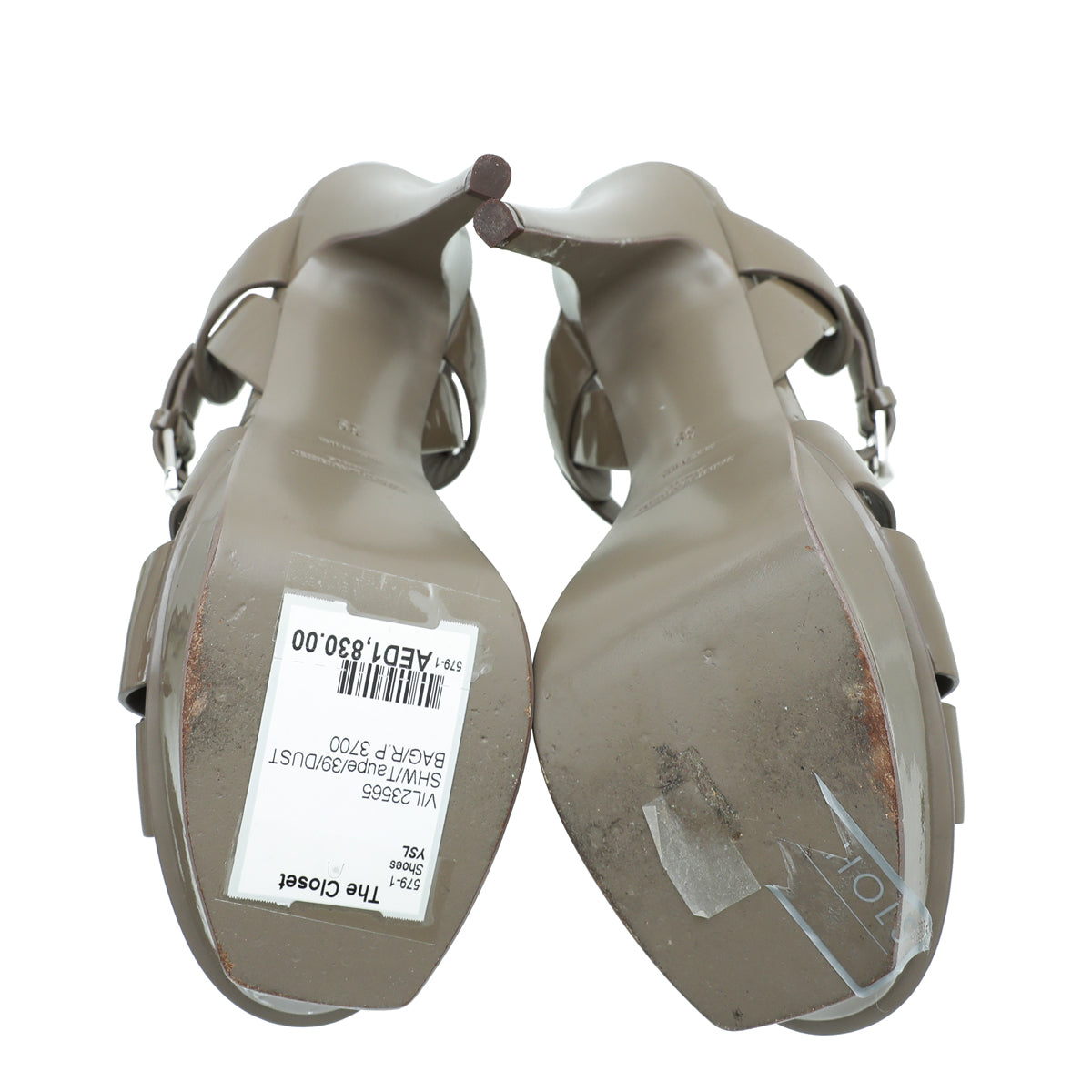 YSL Taupe Tribute Sandal 39