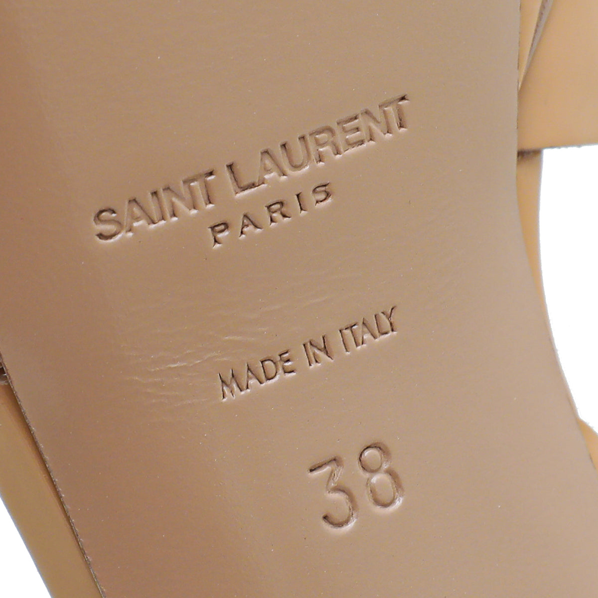 YSL Beige Tribute Mid Heel Sandals 38