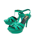 YSL Green Tribute Mid Heel Sandals 38