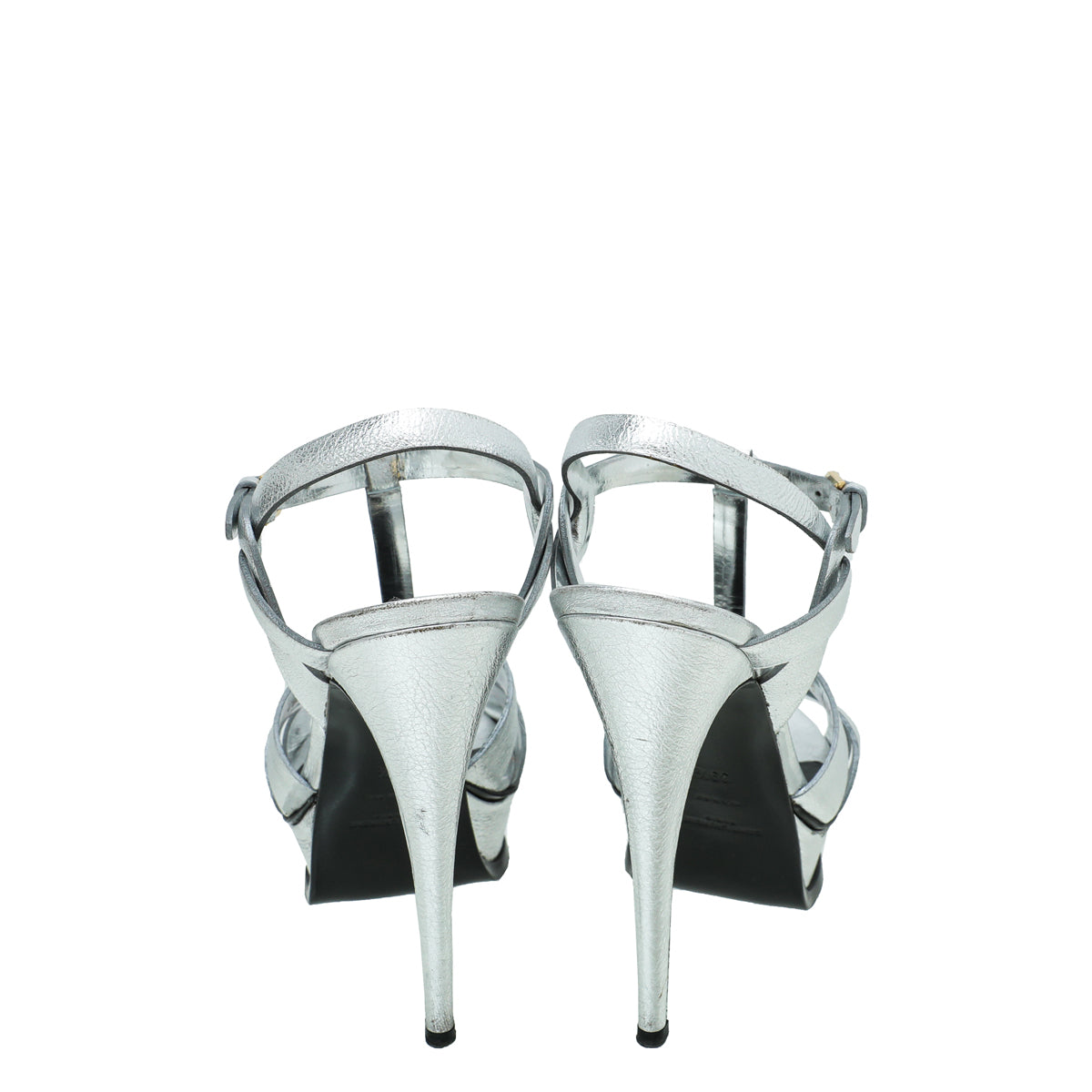 YSL Metallic Silver Tribute Sandal 39.5