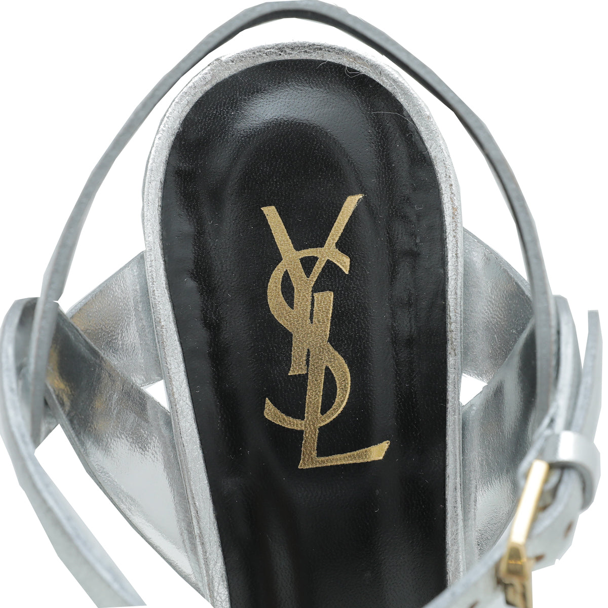 YSL Metallic Silver Tribute Sandal 39.5
