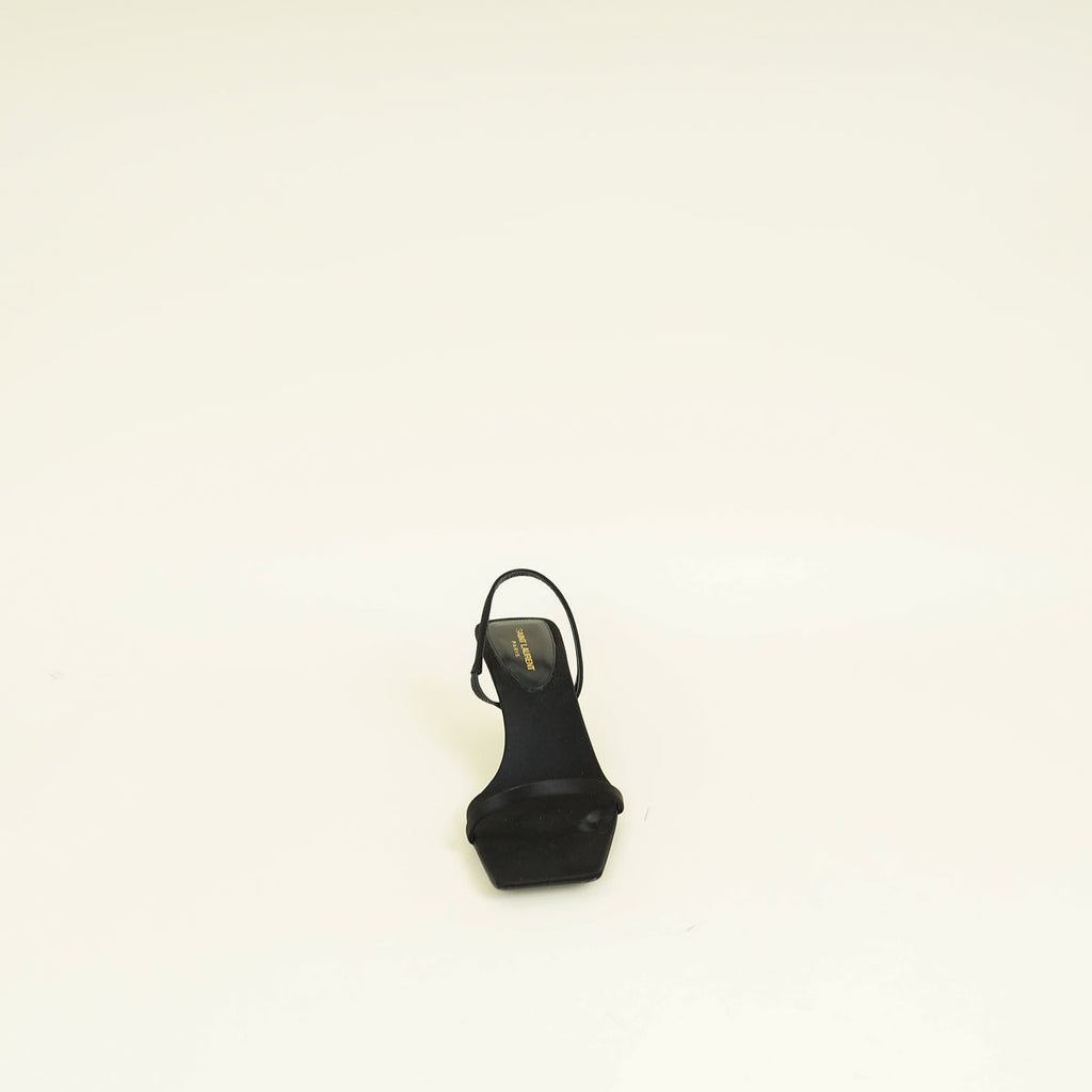 YSL Black Jaspe 55 Satin Sandal 38