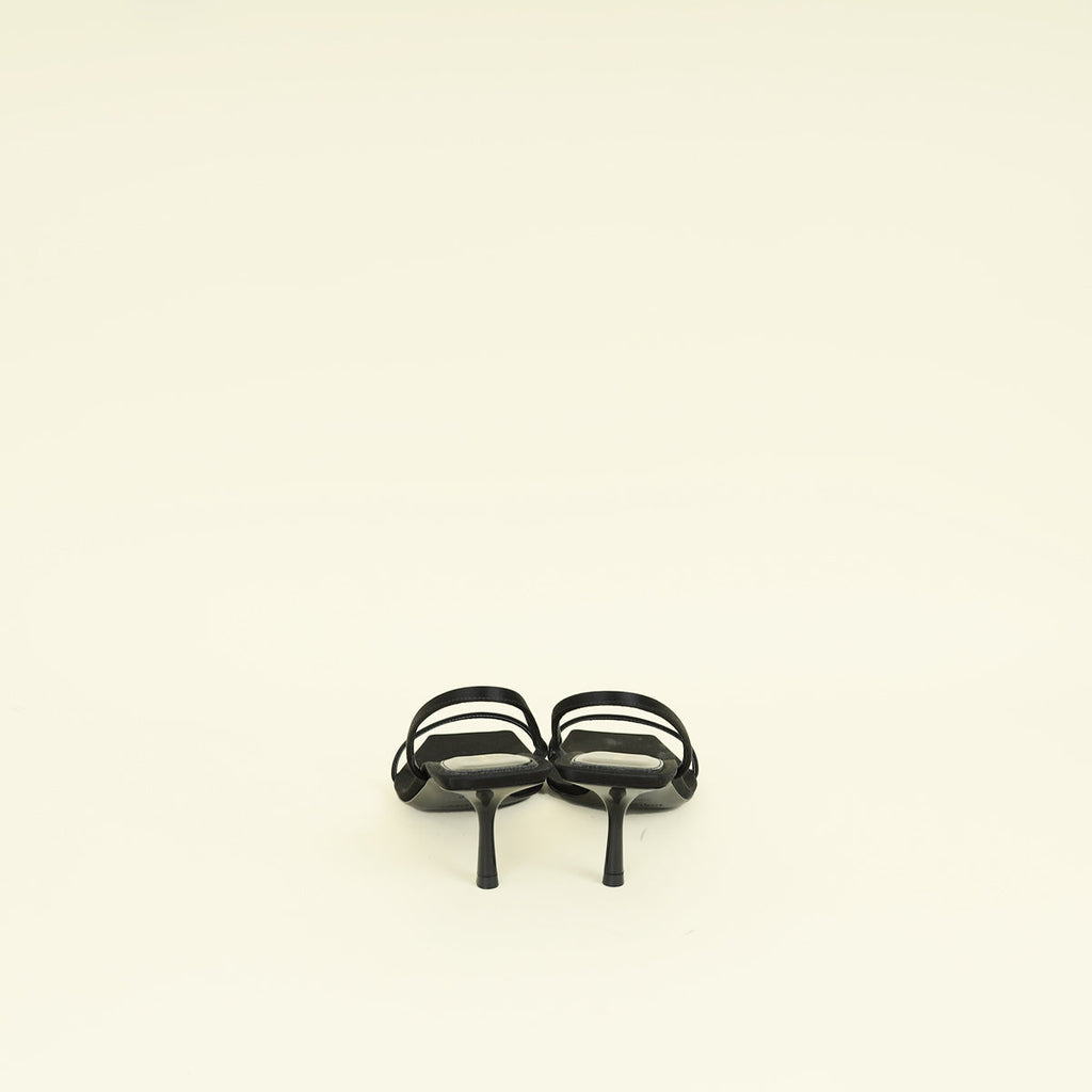 YSL Black Jaspe 55 Satin Sandal 38