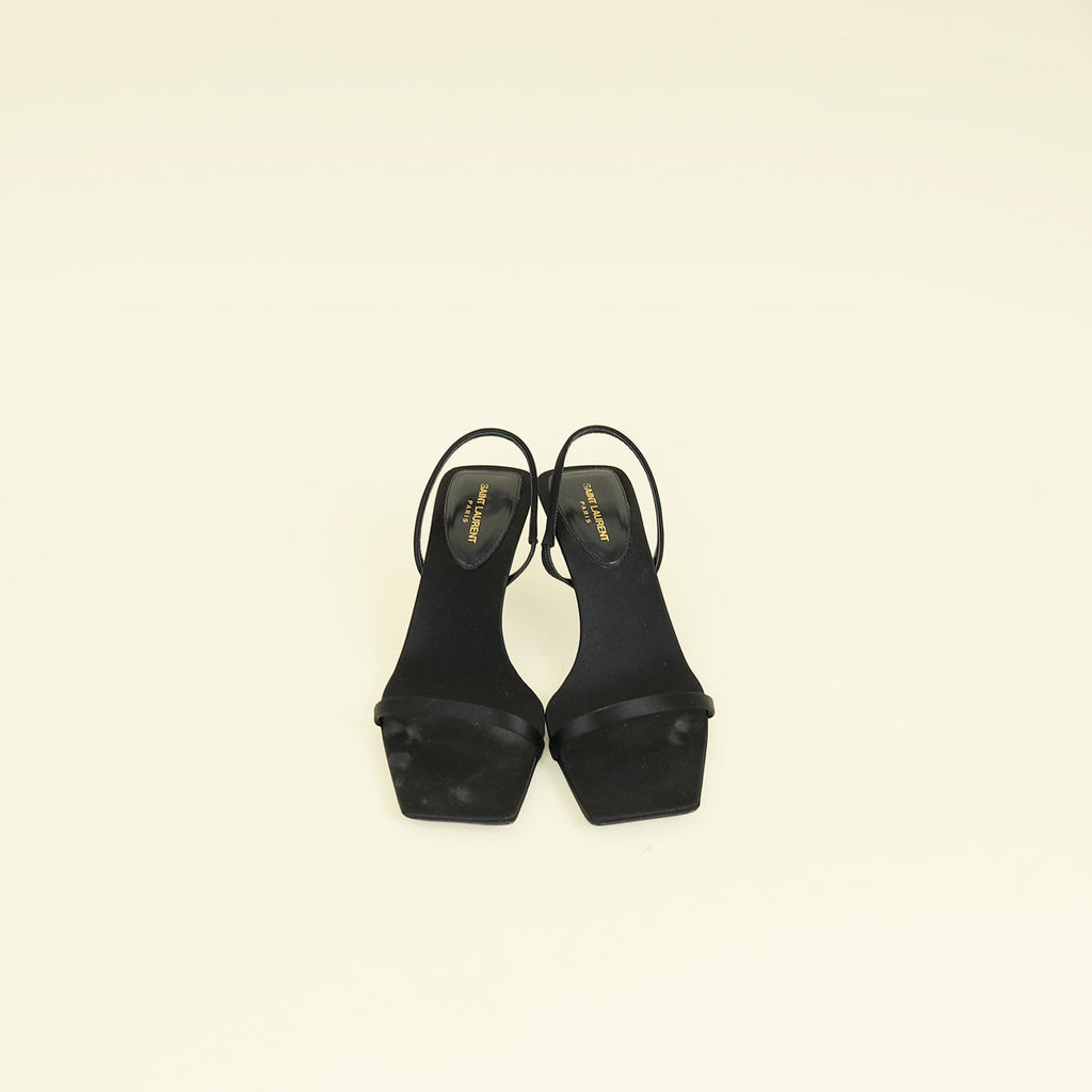 YSL Black Jaspe 55 Satin Sandal 38