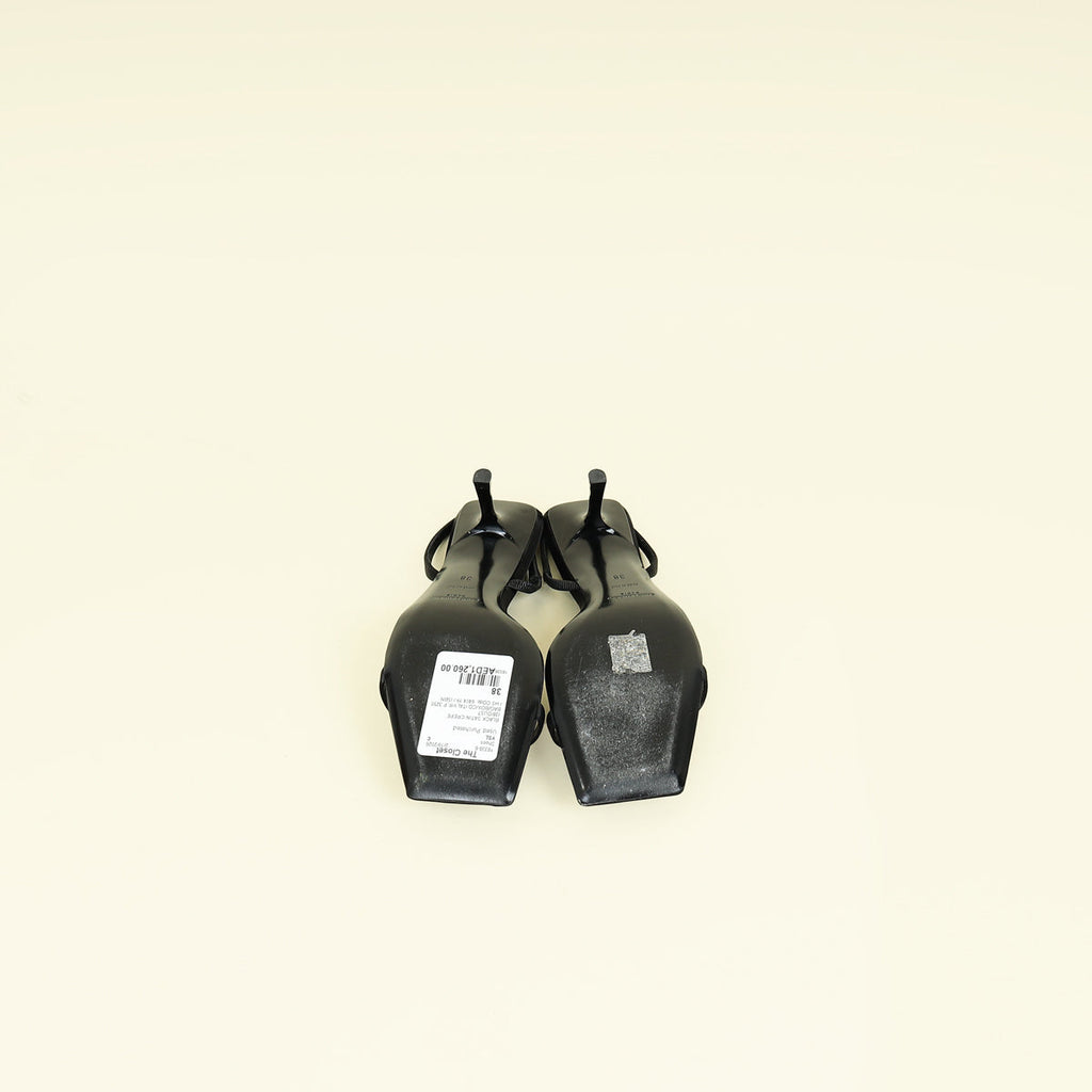 YSL Black Jaspe 55 Satin Sandal 38