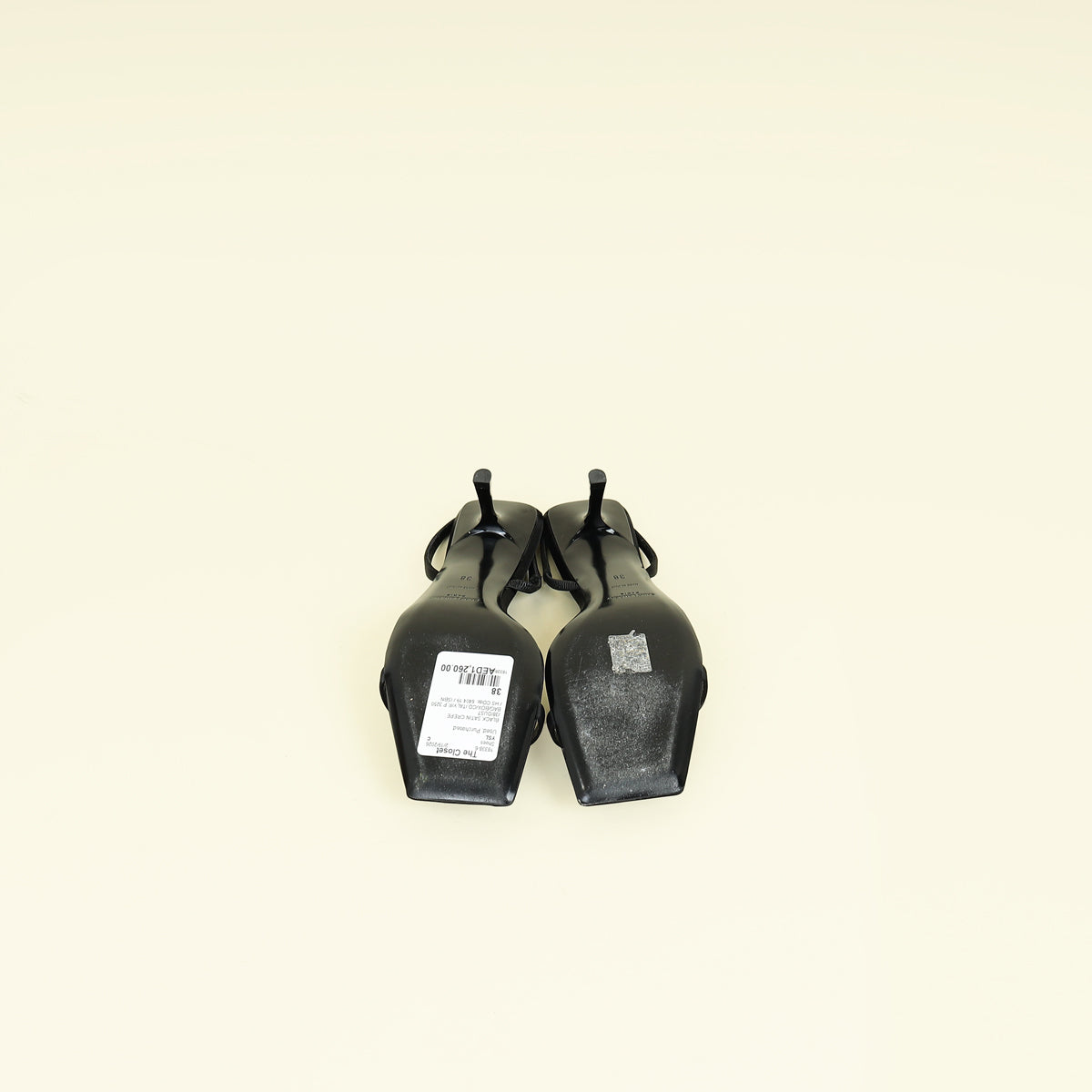 YSL Black Jaspe 55 Satin Sandal 38