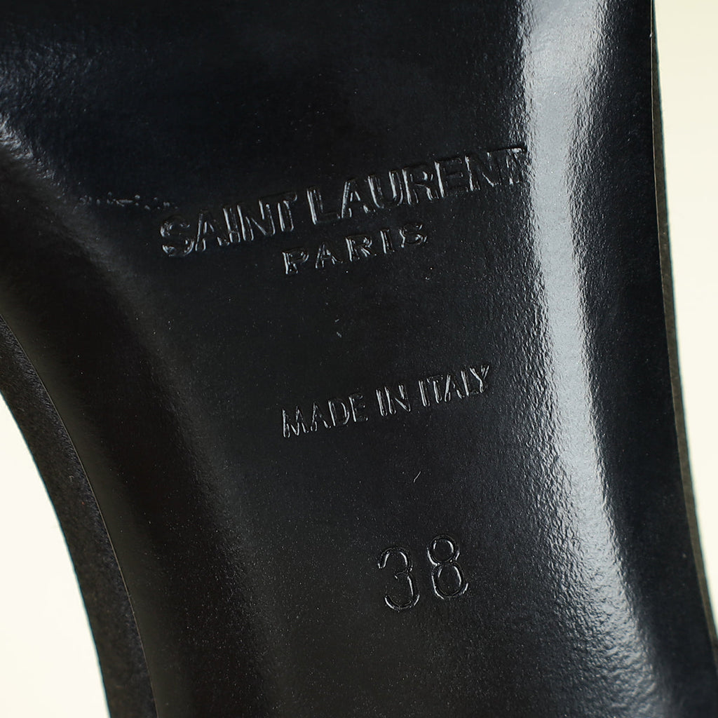 YSL Black Jaspe 55 Satin Sandal 38