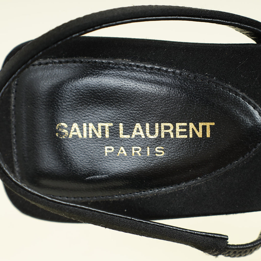 YSL Black Jaspe 55 Satin Sandal 38