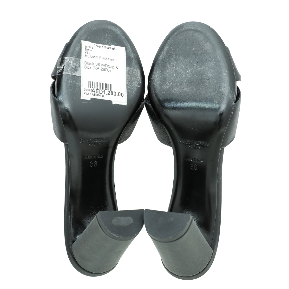YSL Black Bianca Heeled Mules 36