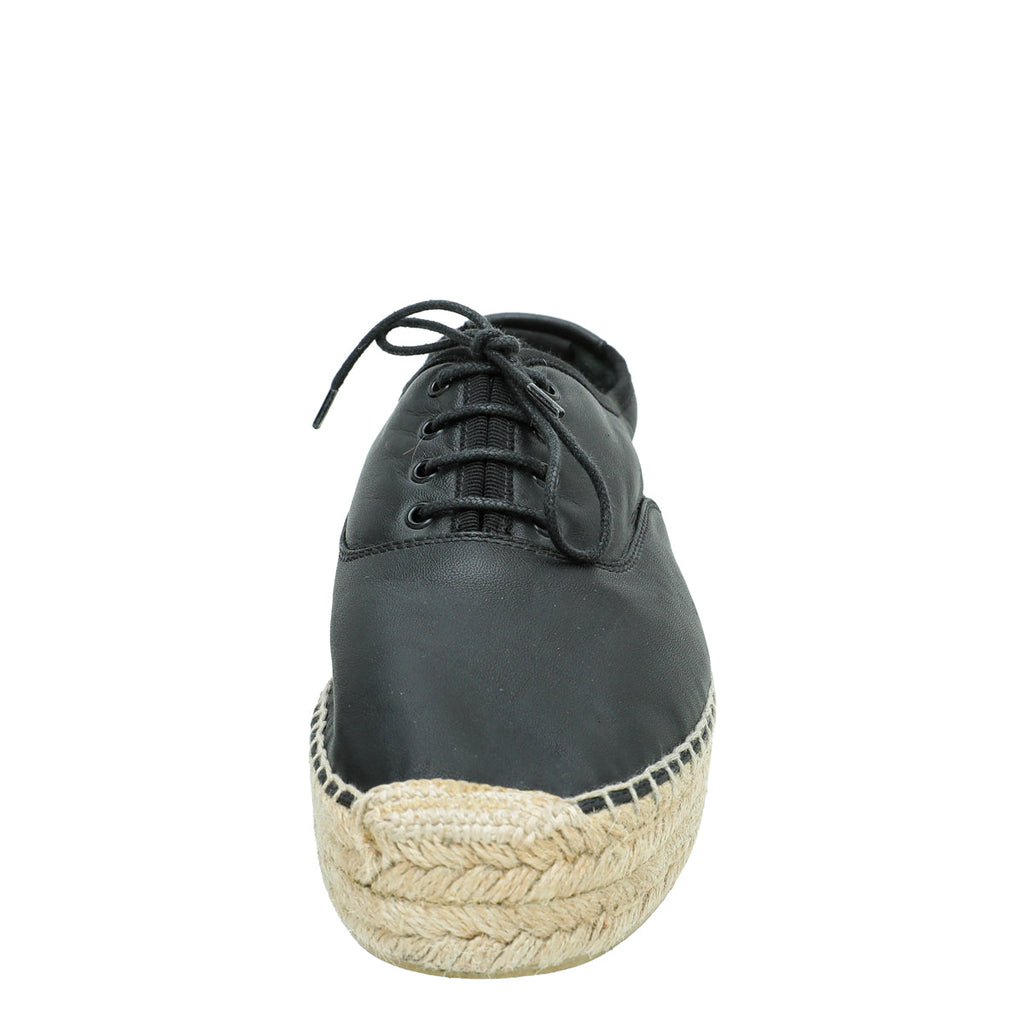 YSL Black Lace Up Espadrille 38