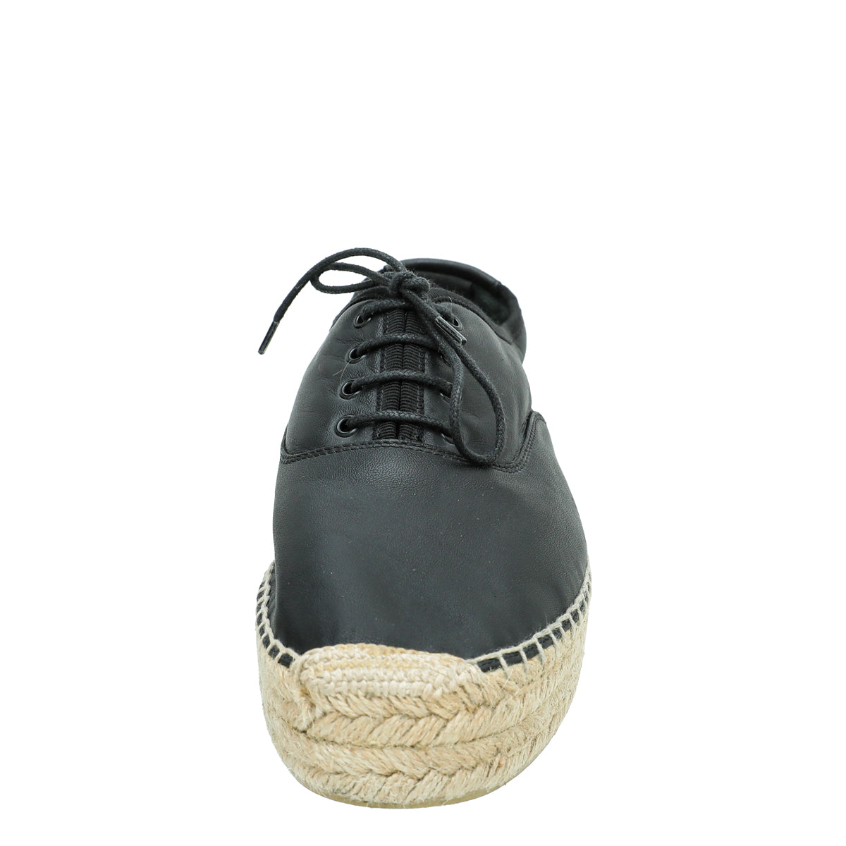 YSL Black Lace Up Espadrille 38