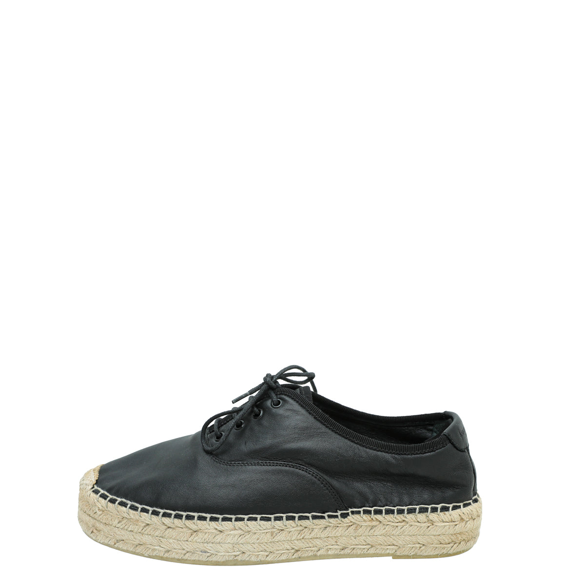 YSL Black Lace Up Espadrille 38