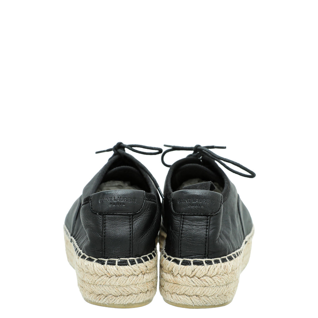 YSL Black Lace Up Espadrille 38