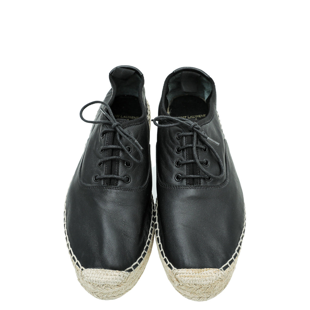 YSL Black Lace Up Espadrille 38