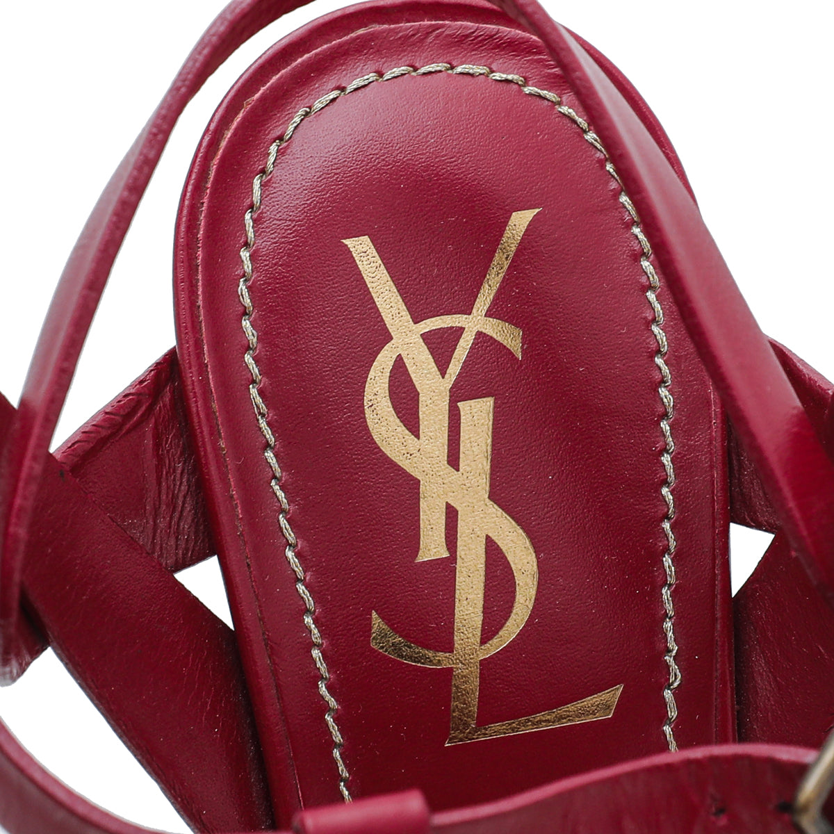 YSL Dark Red Tribute High Heel Sandals 37.5