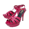 YSL Fuchsia Tribute Mid Heel Sandals 38