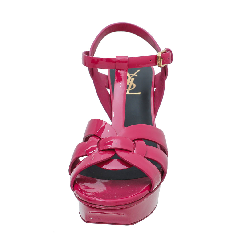 YSL Fuchsia Tribute Mid Heel Sandals 38