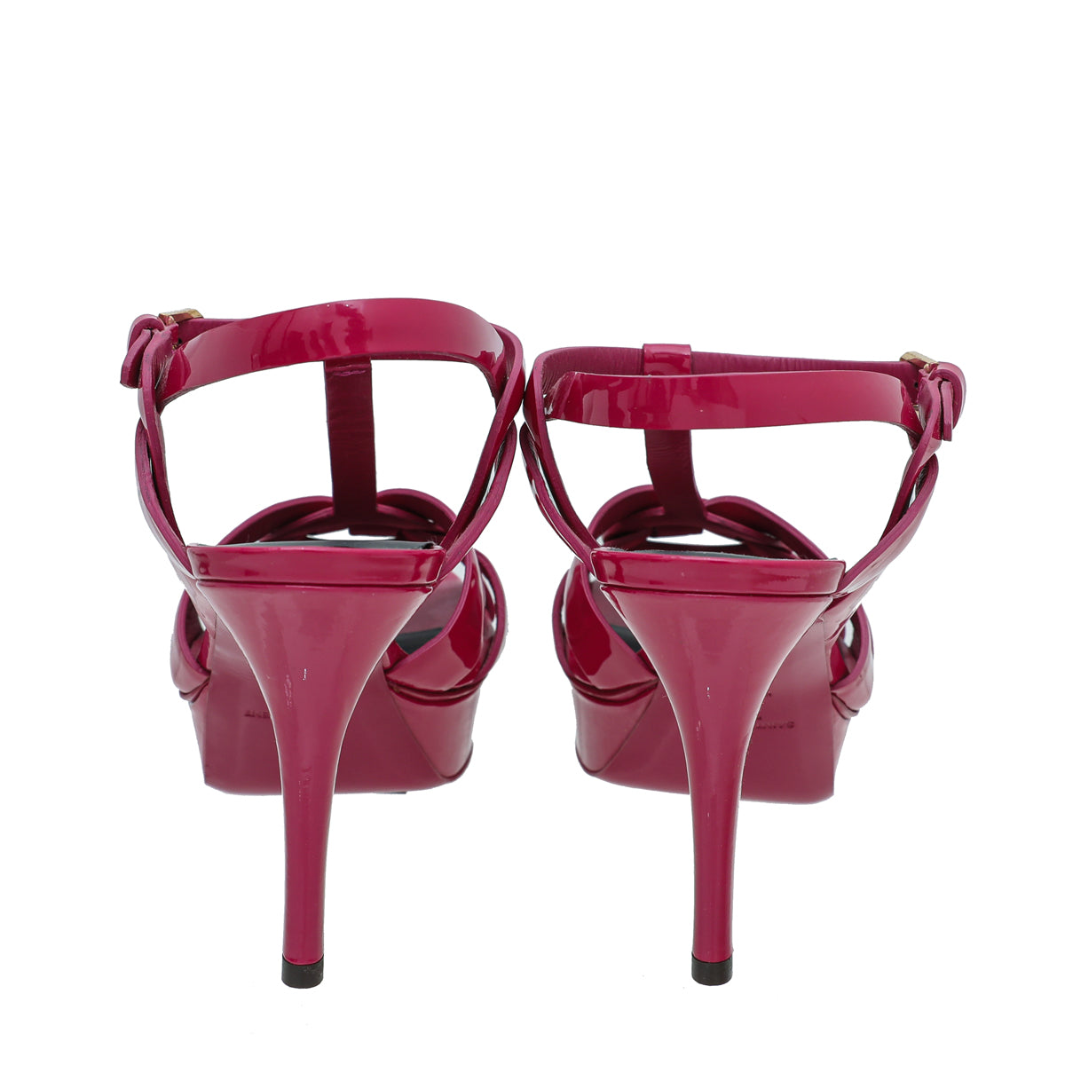 YSL Fuchsia Tribute Mid Heel Sandals 38