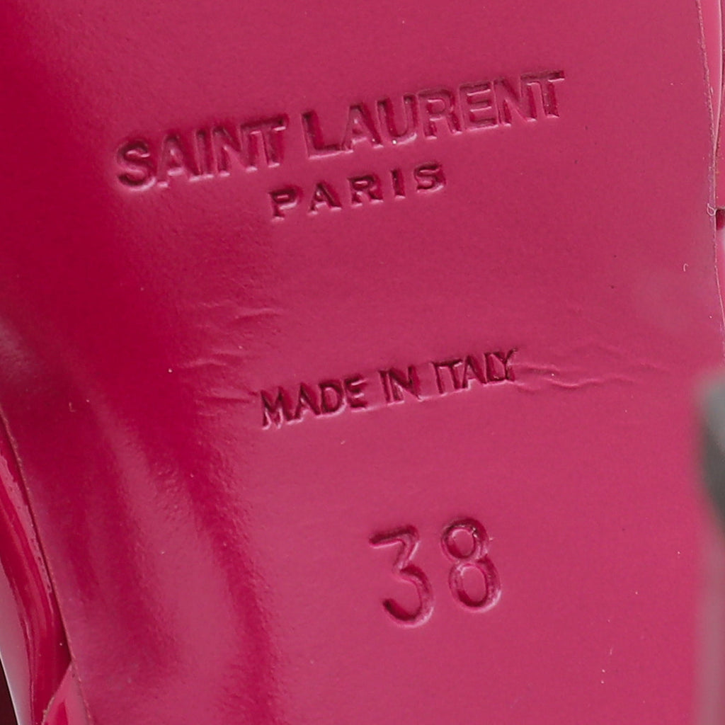 YSL Fuchsia Tribute Mid Heel Sandals 38