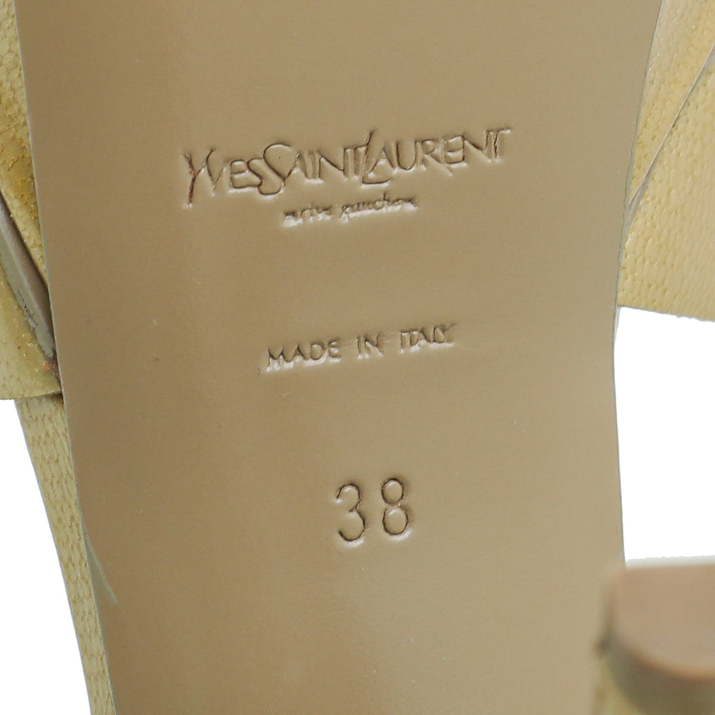 YSL Metallic Gold Tribute Sandal 38