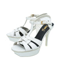 YSL White Tribute Mid Heel Sandals 38