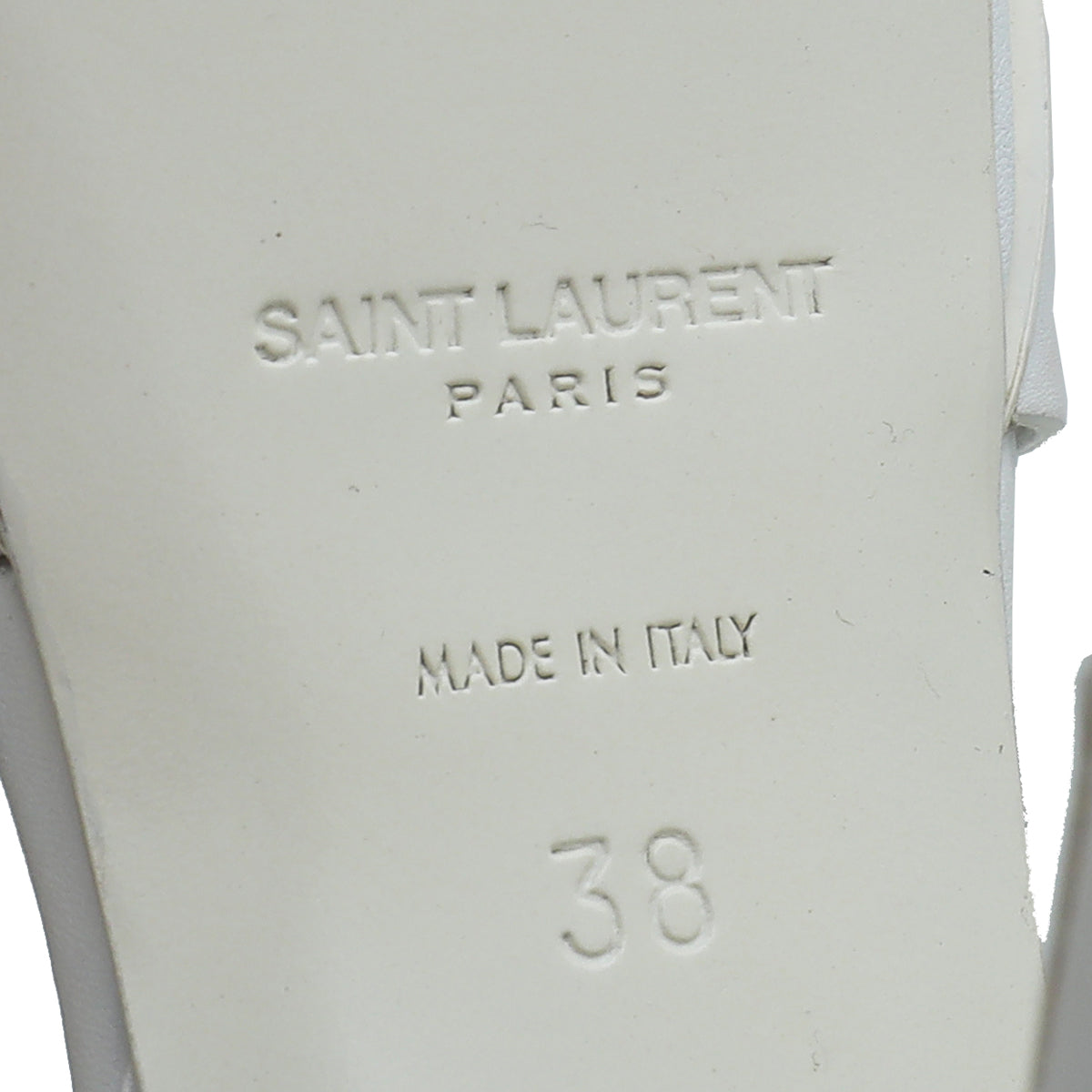 YSL White Tribute Mid Heel Sandals 38