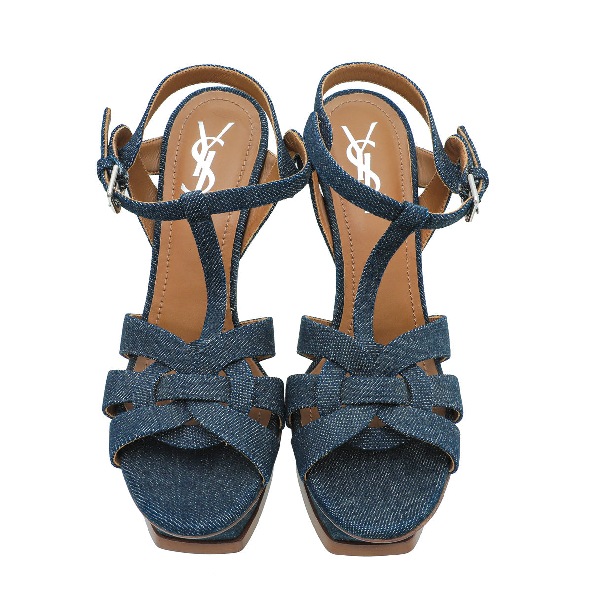 YSL Navy Blue Denim Tribute Sandal 38
