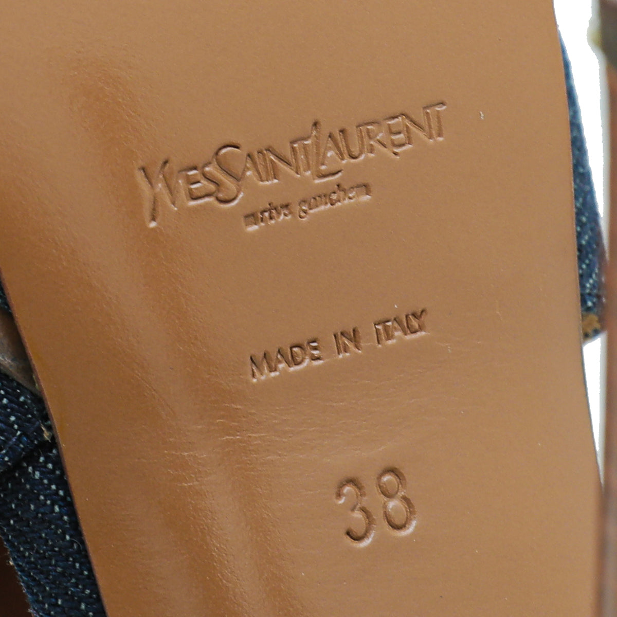 YSL Navy Blue Denim Tribute Sandal 38