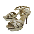 YSL Metallic Gold Tribute Sandal 38