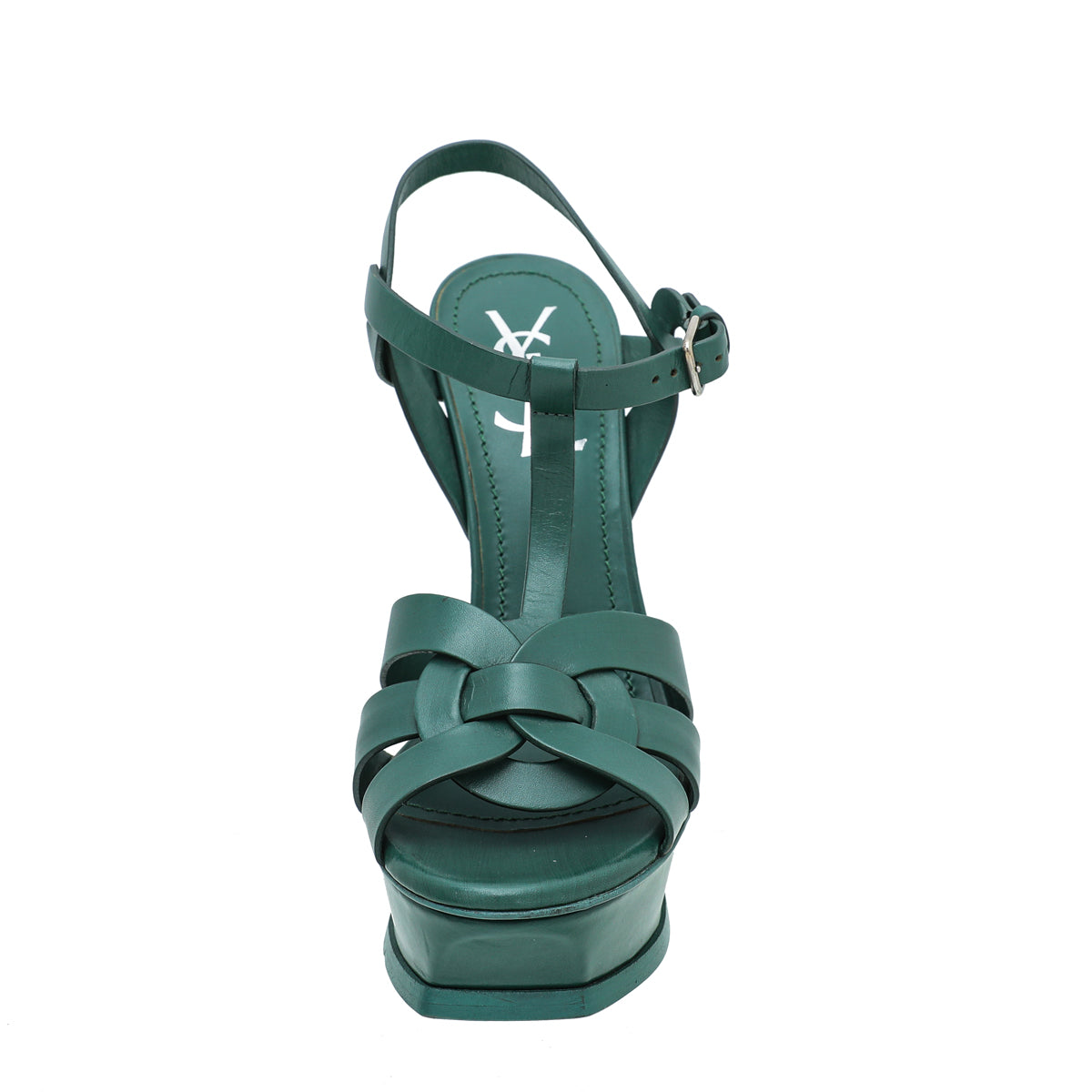 YSL Green Tribute High Heel Sandals 37.5