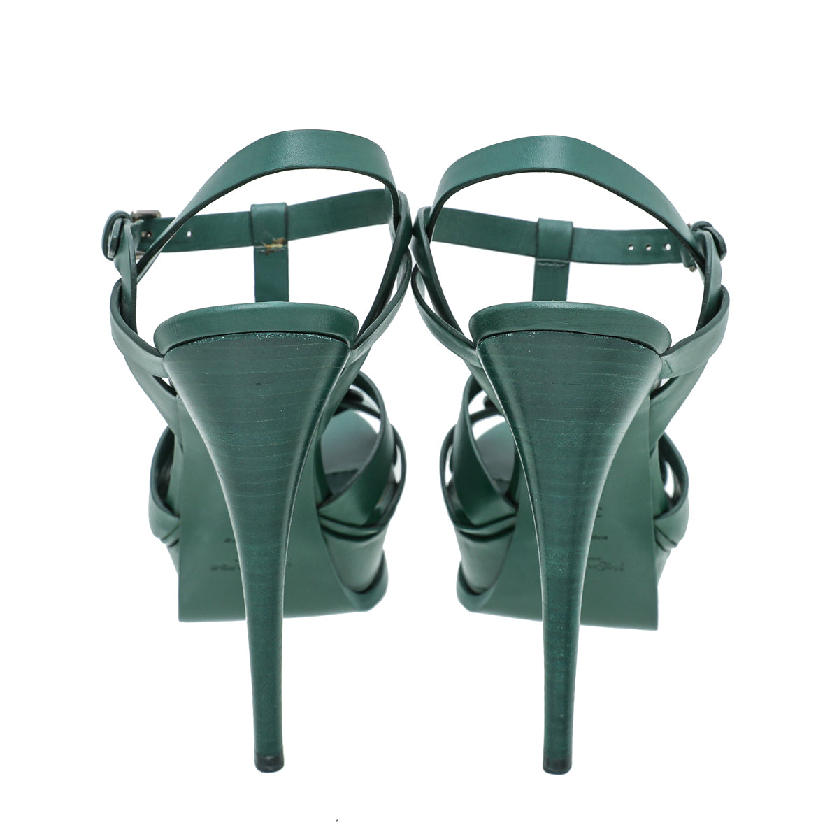 YSL Green Tribute High Heel Sandals 37.5