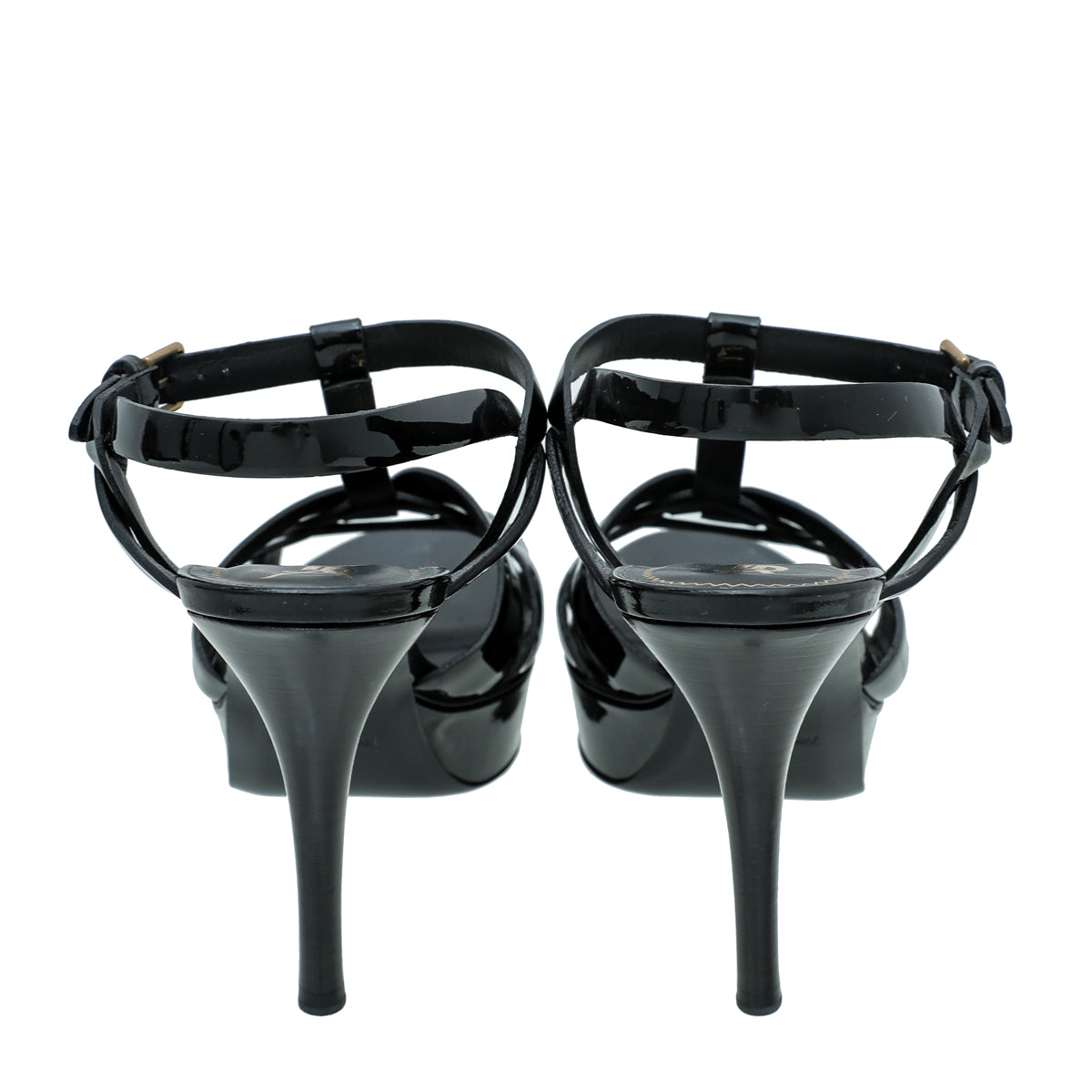 YSL Black Tribute Mid Heel Sandals 38