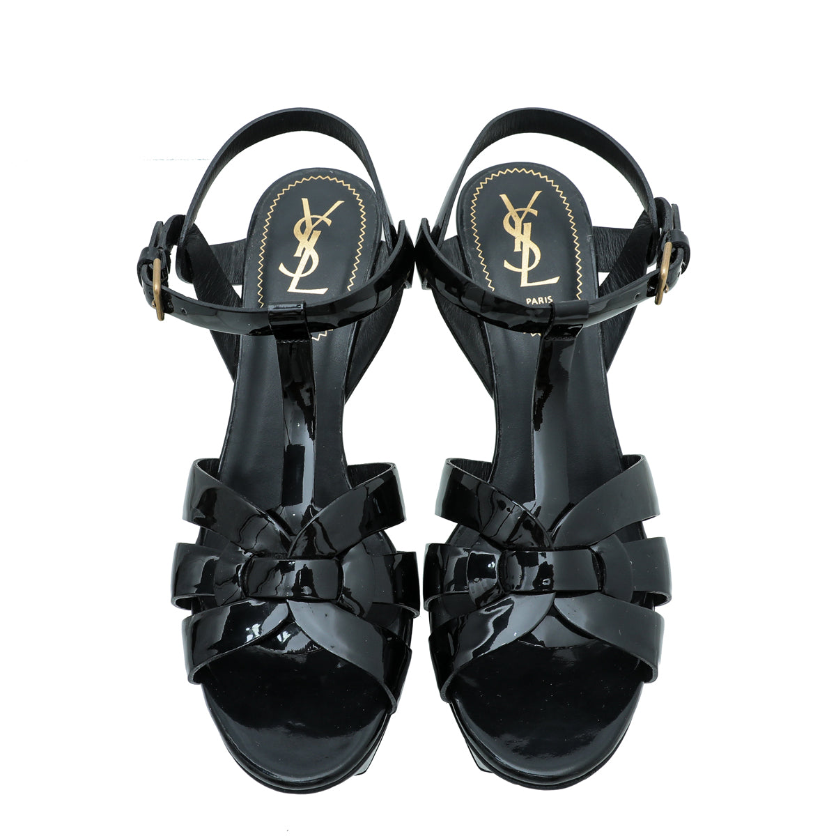 YSL Black Tribute Mid Heel Sandals 38