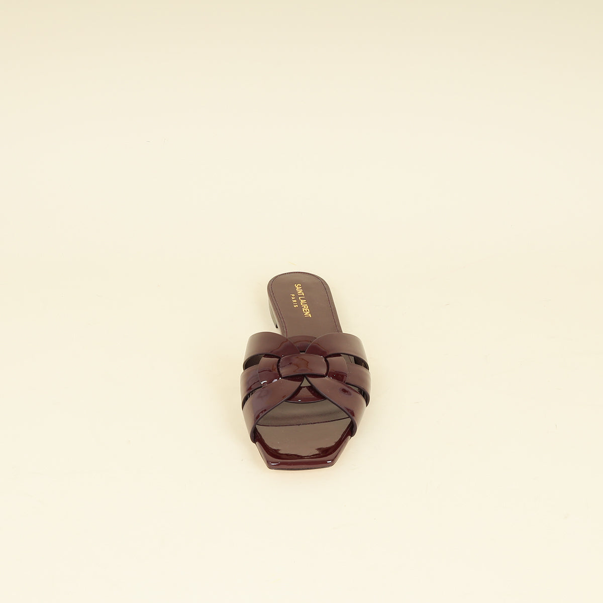 YSL Burgundy Tribute Flat Sandals 39