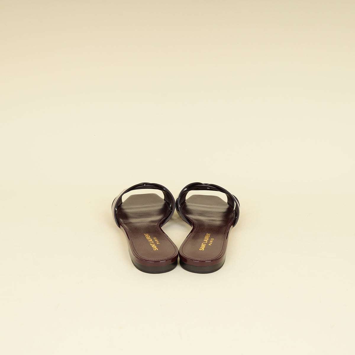 YSL Burgundy Tribute Flat Sandals 39