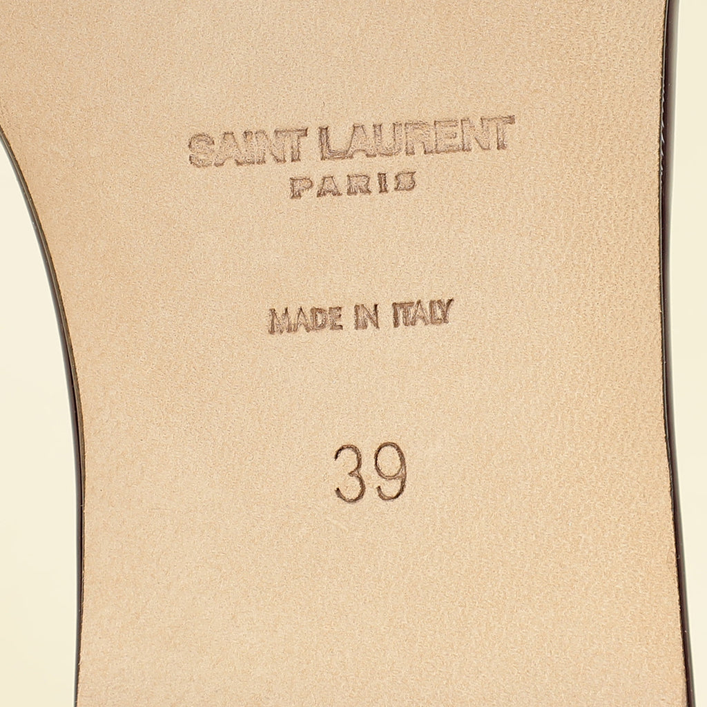 YSL Burgundy Tribute Flat Sandals 39